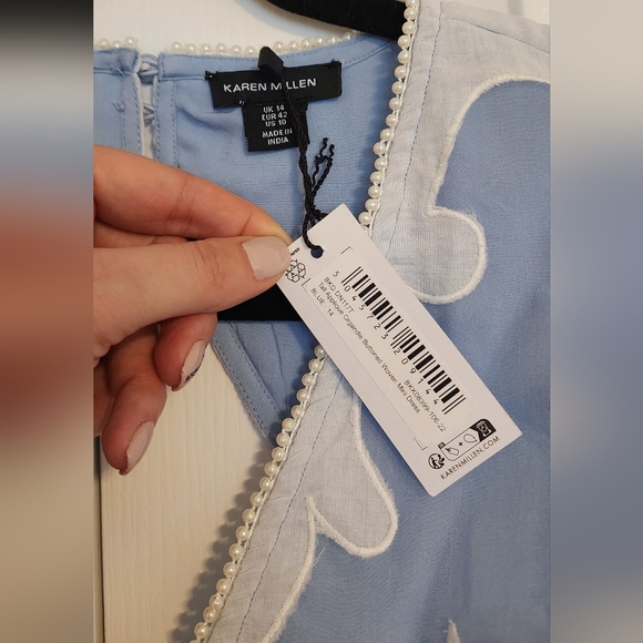 Karen Millen Applique Organdie Buttoned Woven Mini Dress - Picture 7 of 9